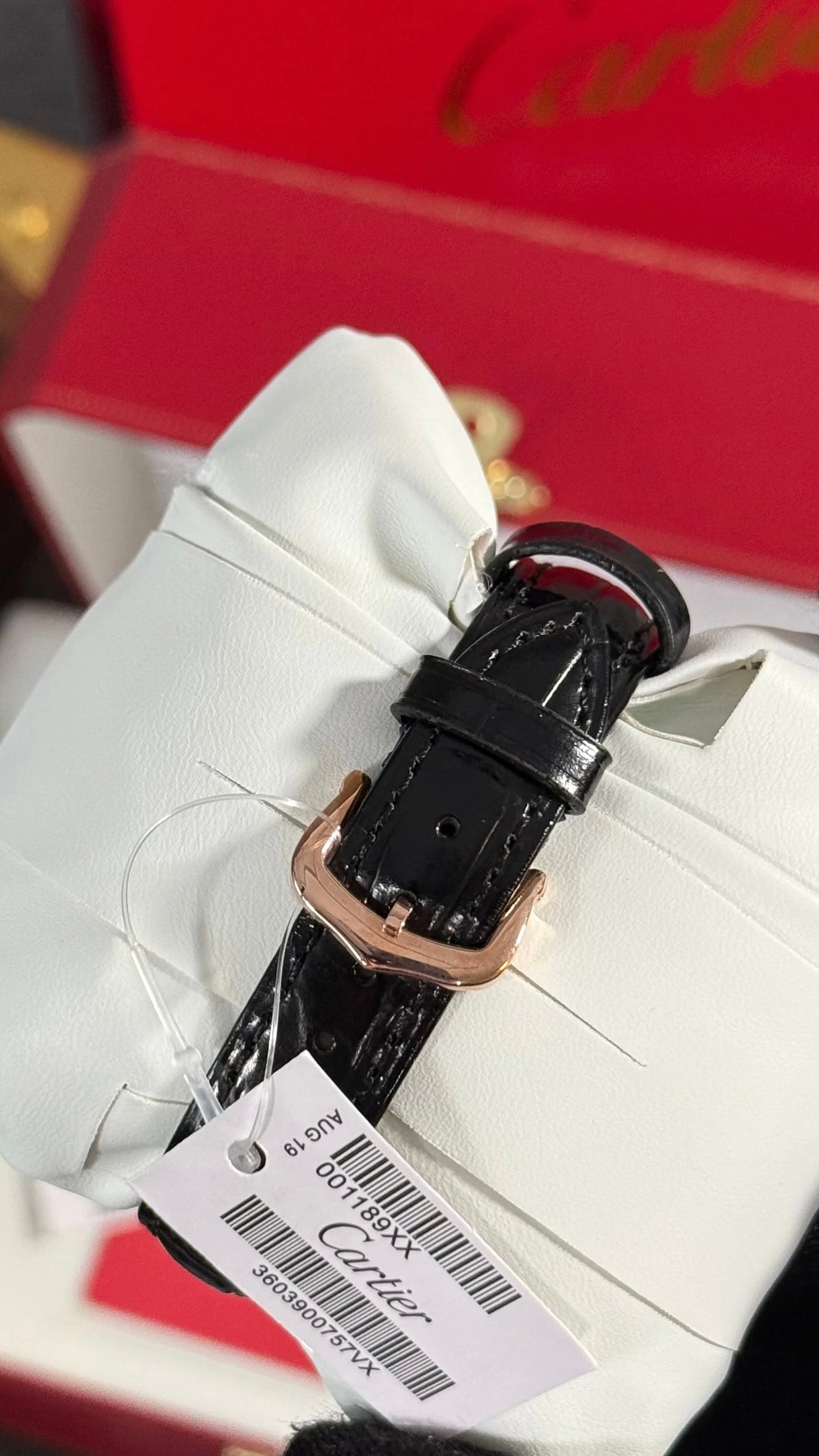 Cartier Santos Dumont Negro / Oro / Rosa Esfera Plata