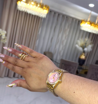 Rolex Oyester Esfera Rosa Mujer con Caja Original Y Pulsera De Regalo