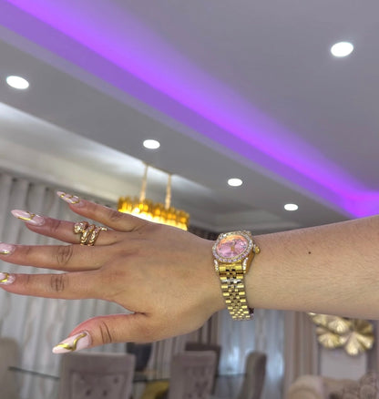 Rolex Oyester Esfera Rosa Mujer con Caja Original Y Pulsera De Regalo