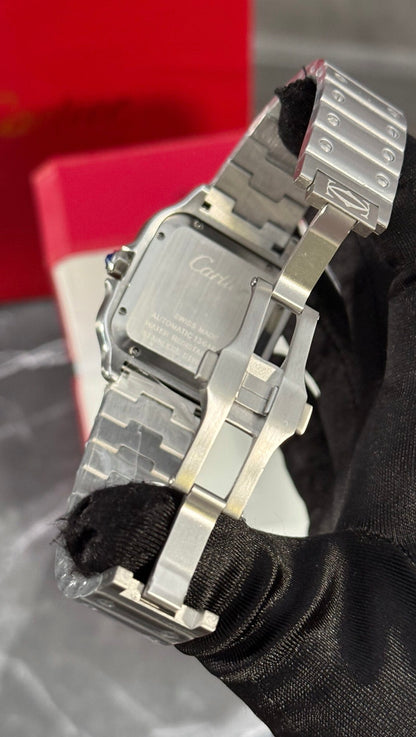 Cartier Santos Plata Esfera Azul
