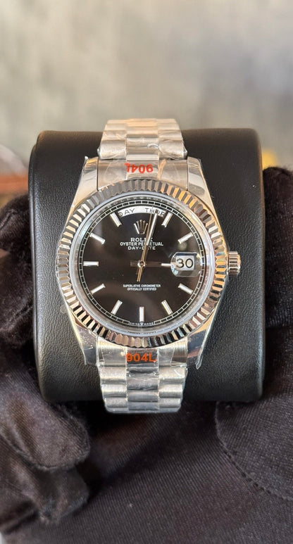 Rolex Date - Just Plata Esfera Negra