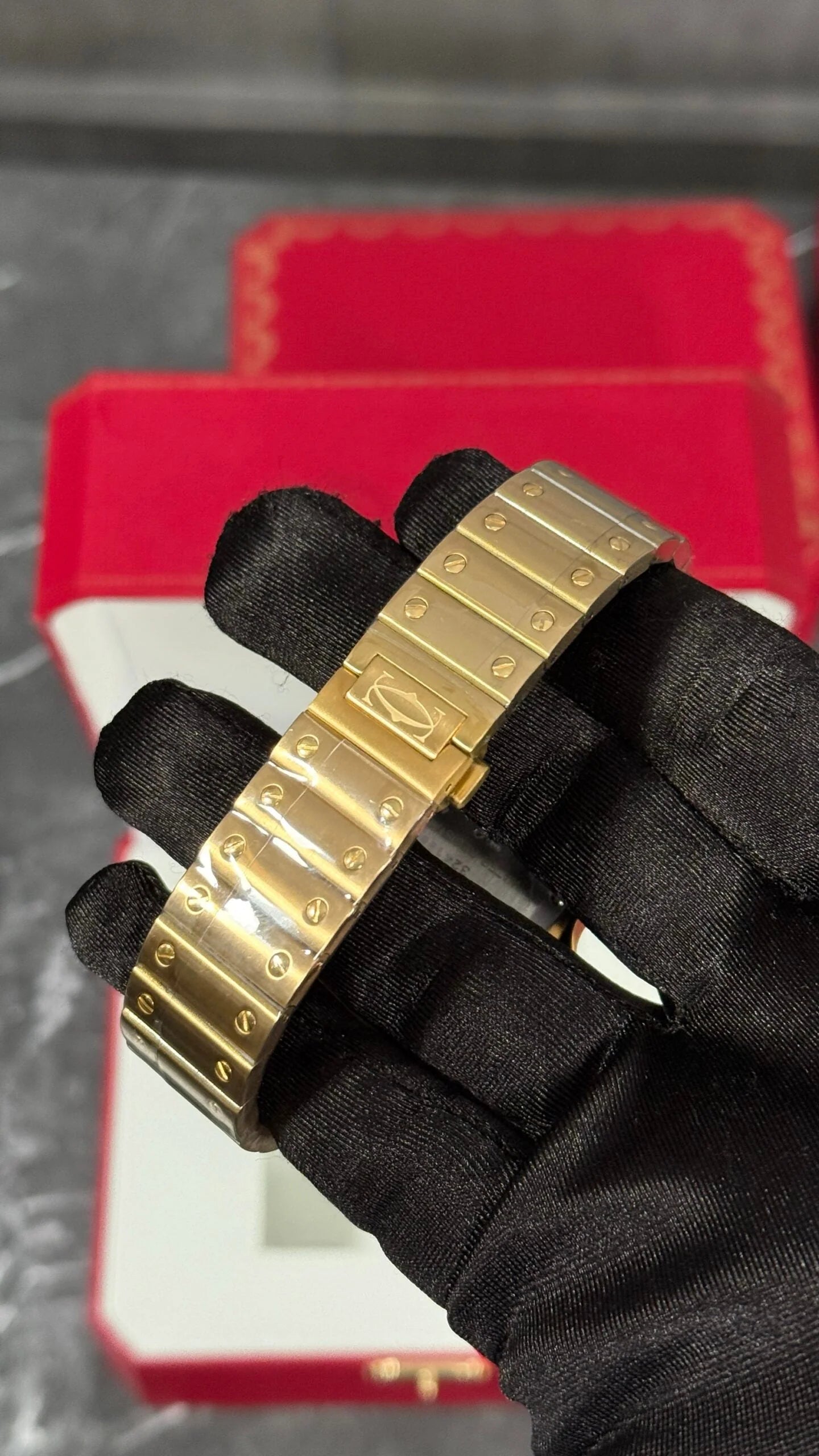 Cartier Santos Dorado Esfera Blanca