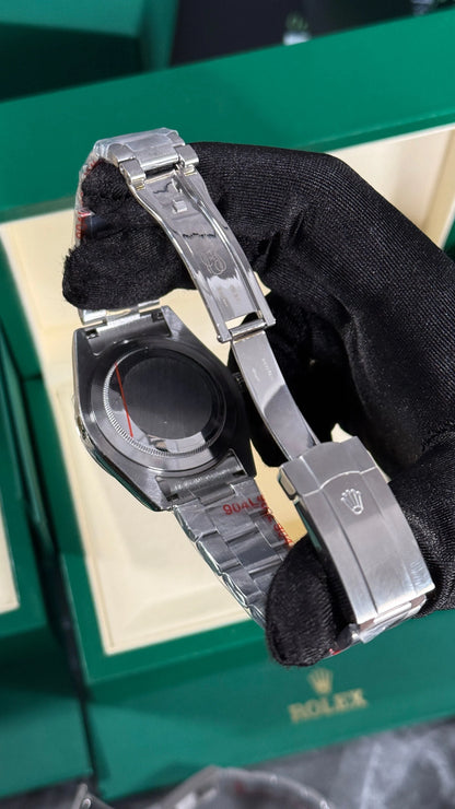 Rolex Oyster Perpetual Plata Esfera Negra