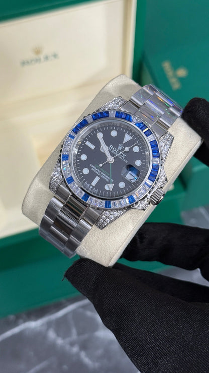 Rolex Gmt-Master II Plata Diamantes Esfera Negra