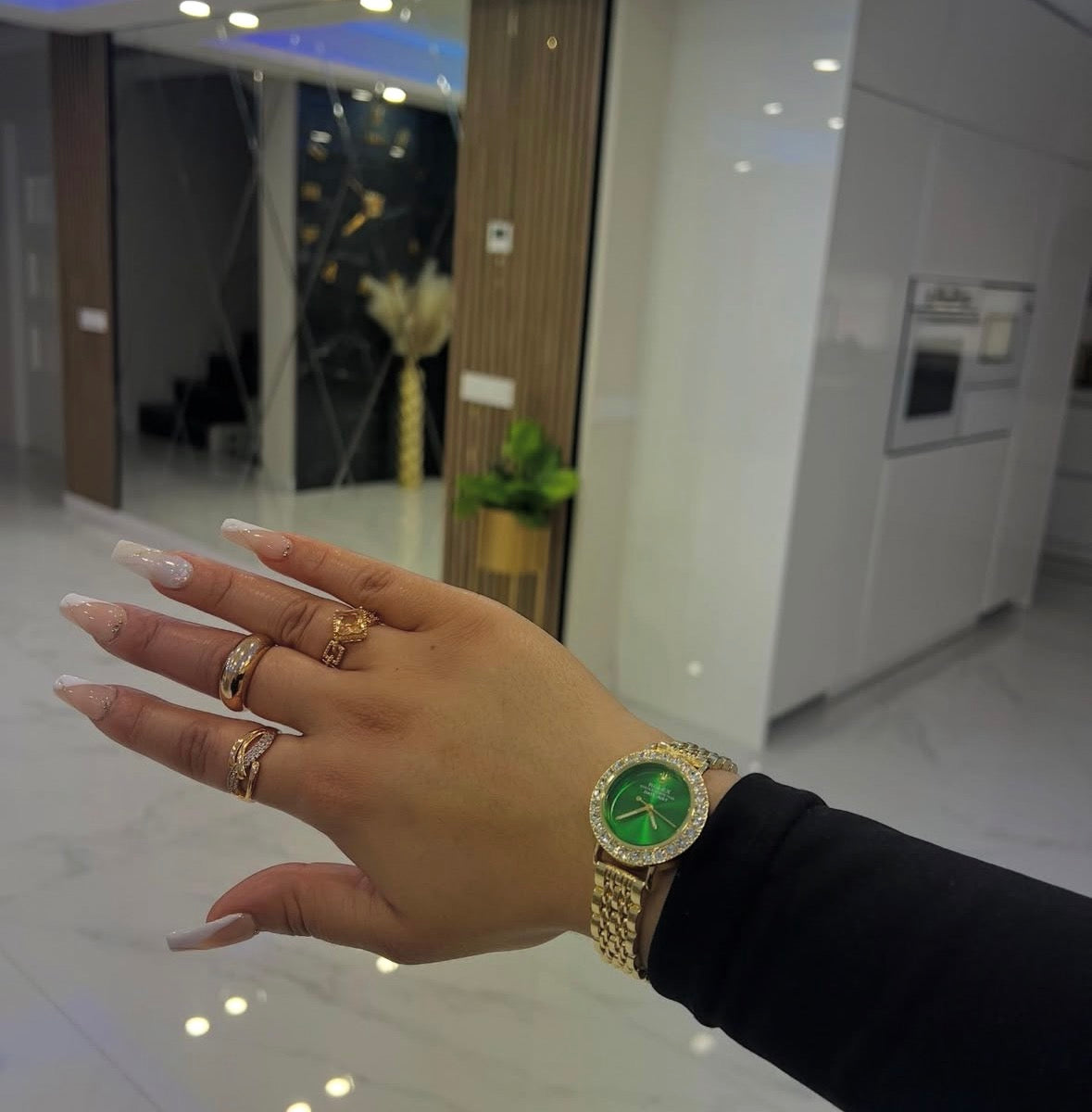 Rolex Mujer Esfera Verde Con Caja Original Y Pulsera De Regalo