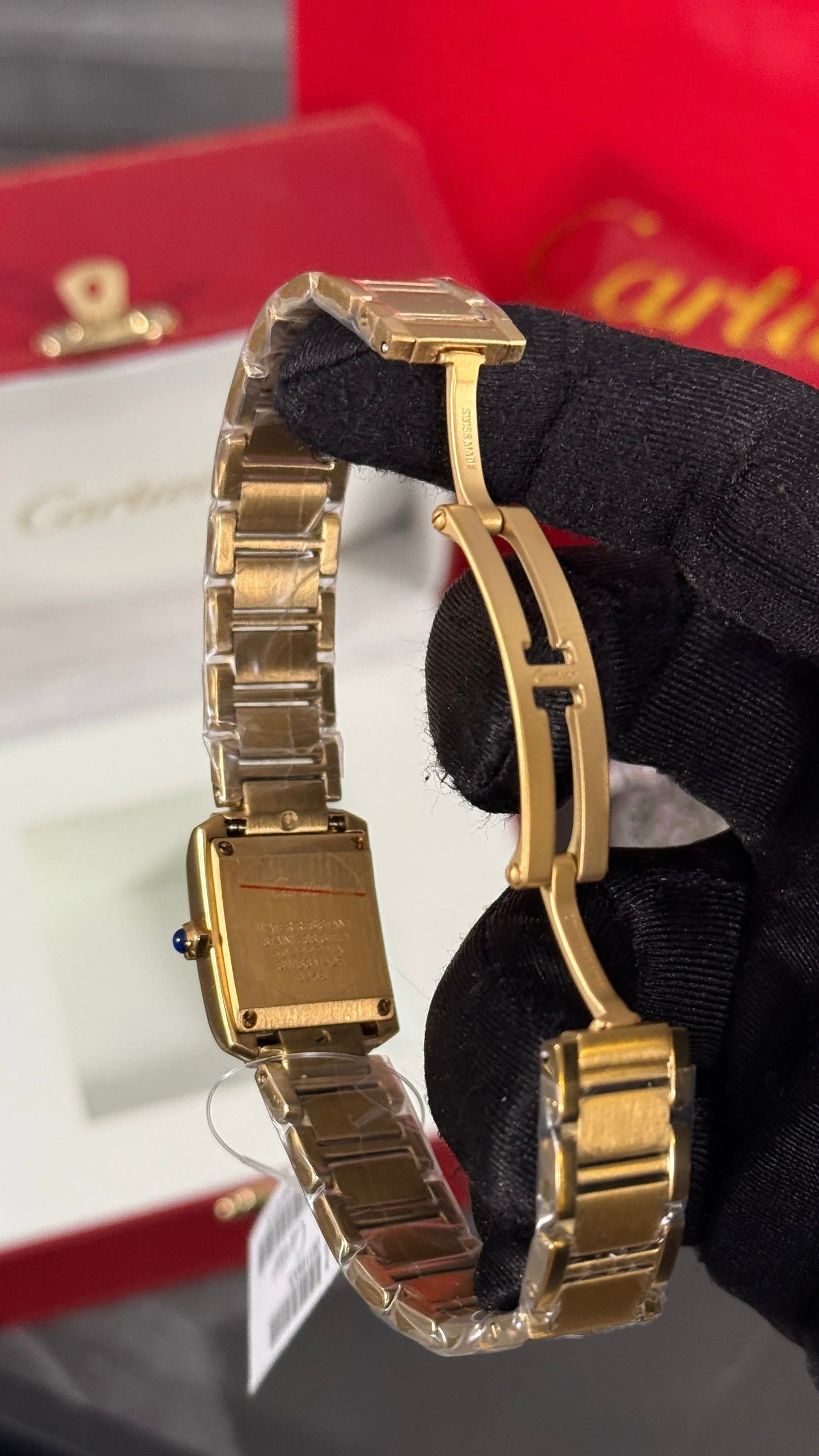Cartier Tank Française Oro Esfera Blanca Mujer