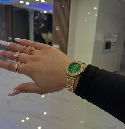 Rolex Mujer Esfera Verde Con Caja Original Y Pulsera De Regalo