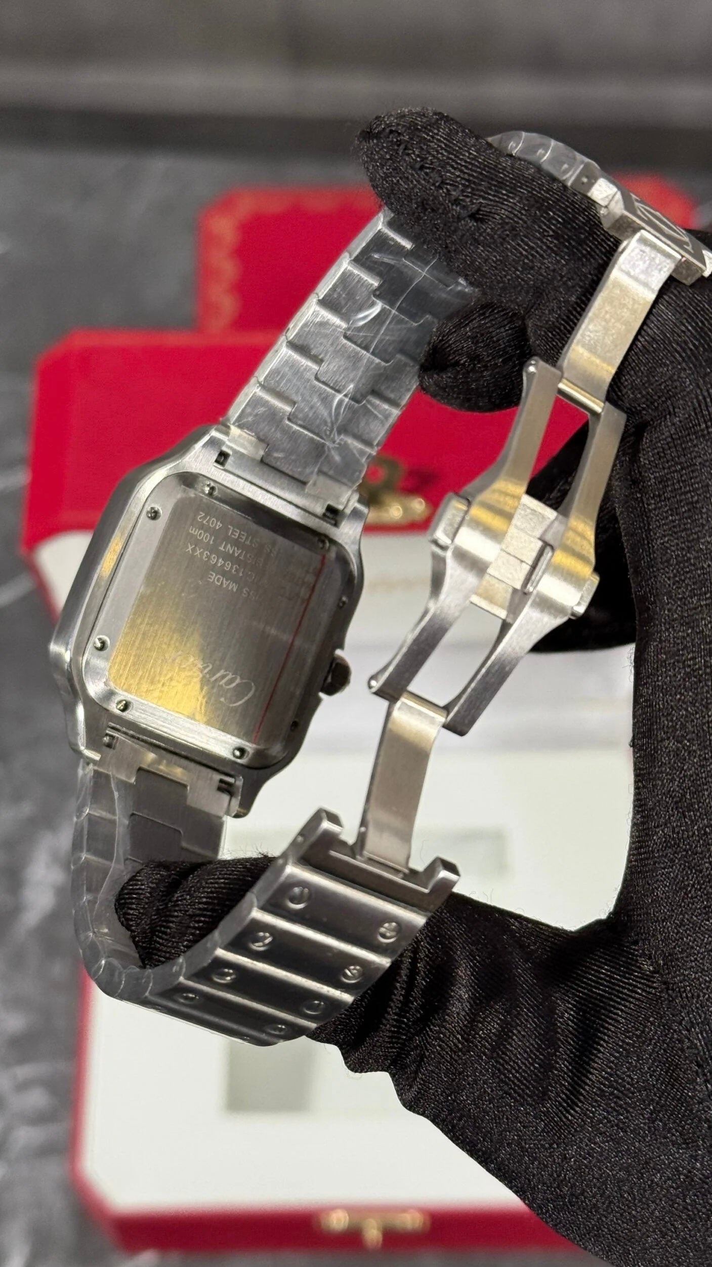 Cartier Santos Plata Esfera Verde