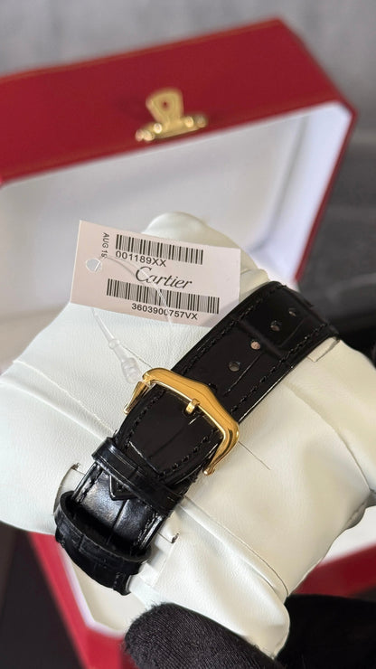 Cartier Santos Dumont Negro Esfera Dorado Full Oro