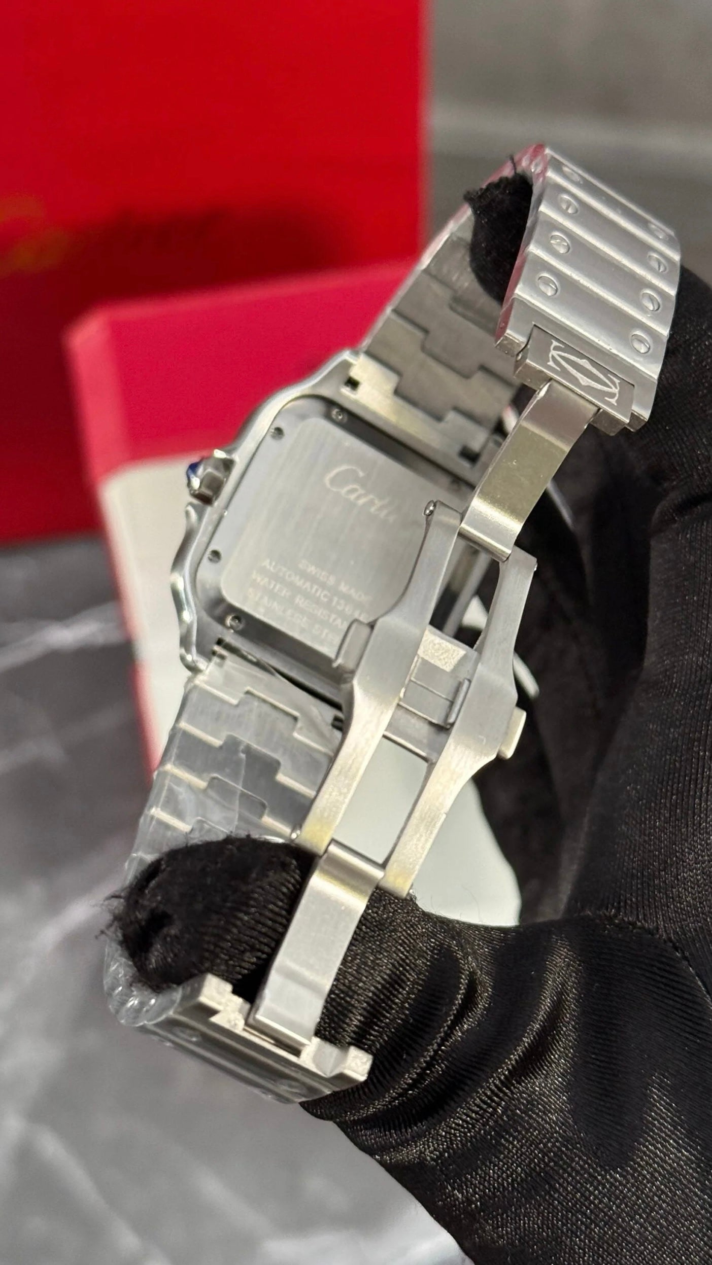 Cartier Santos Plata Esfera Negra