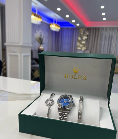 Rolex Datejust Esfera Azul Mujer Con Caja Original Y Pulsera De Regalo