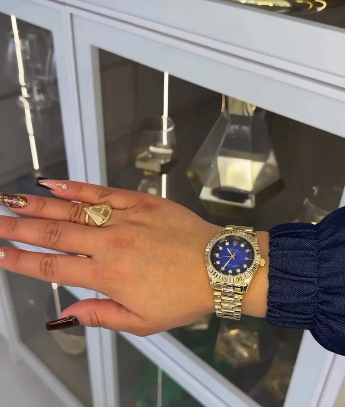 Rolex Esfera Azul Con Caja Original Y Pulsera De Regalo